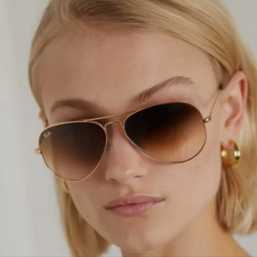 Retro Aviator Sunglasses Brown Lens Gold Frame Foster‎ Grant